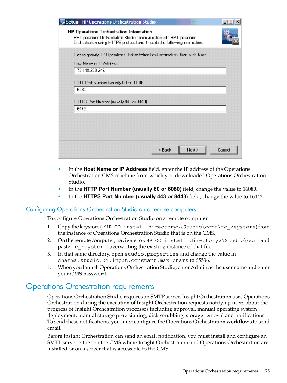 Operations orchestration requirements | HP Matrix Operating Environment Software User Manual | Page 75 / 128
