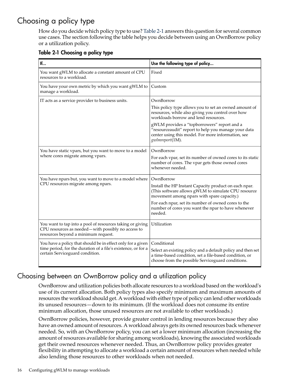 Choosing a policy type | HP Matrix Operating Environment Software User Manual | Page 16 / 68