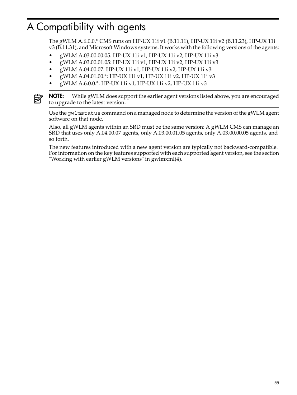 A compatibility with agents | HP Matrix Operating Environment Software User Manual | Page 55 / 68