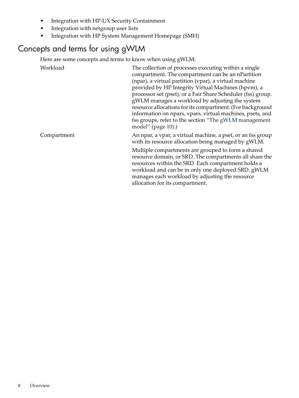Concepts and terms for using gwlm | HP Matrix Operating Environment Software User Manual | Page 8 / 68