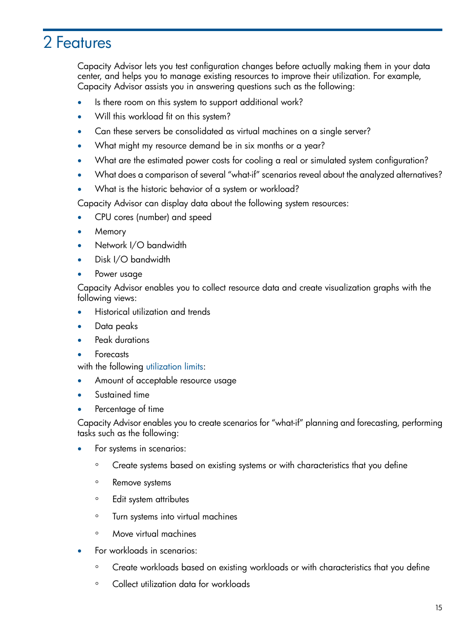 2 features | HP Matrix Operating Environment Software User Manual | Page 15 / 239