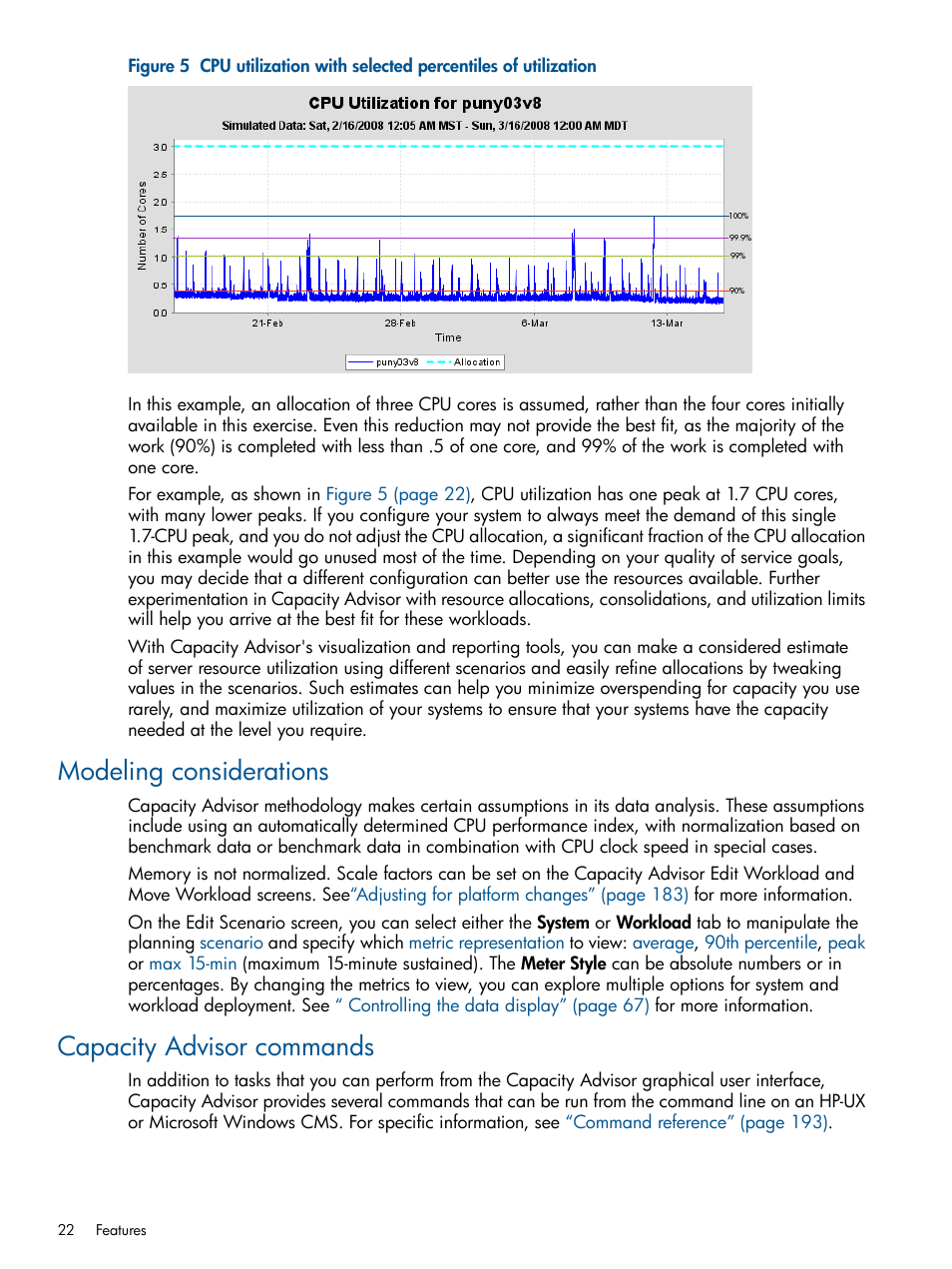 Modeling considerations, Capacity advisor commands, Modeling considerations capacity advisor commands | HP Matrix Operating Environment Software User Manual | Page 22 / 239