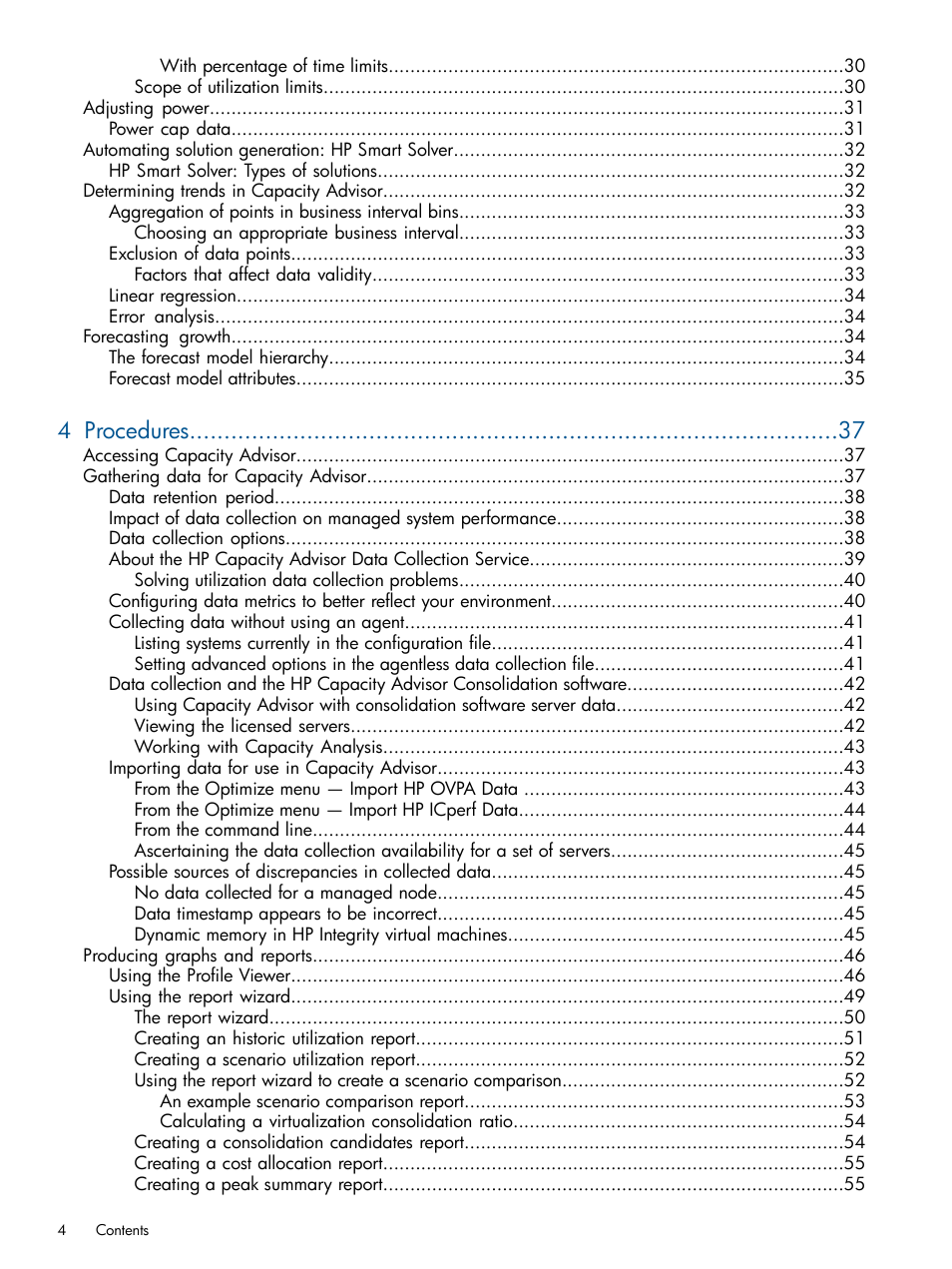 4 procedures | HP Matrix Operating Environment Software User Manual | Page 4 / 239