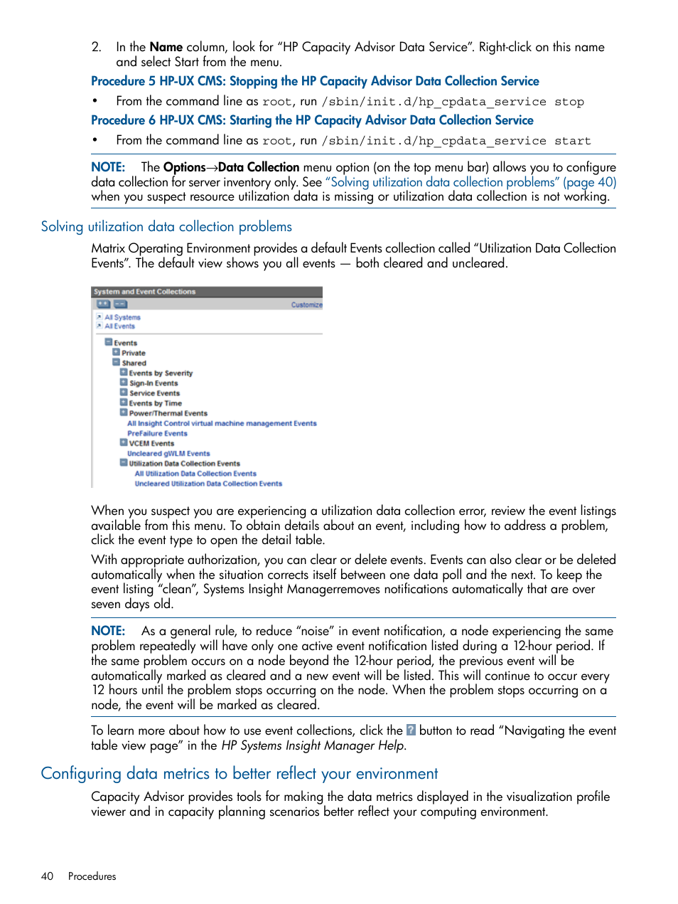 Solving utilization data collection problems | HP Matrix Operating Environment Software User Manual | Page 40 / 239