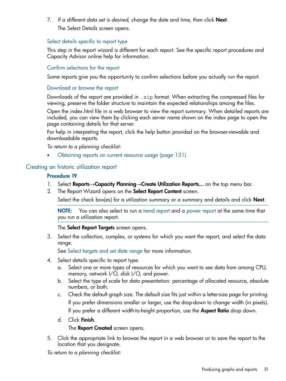 Creating an historic utilization report | HP Matrix Operating Environment Software User Manual | Page 51 / 239