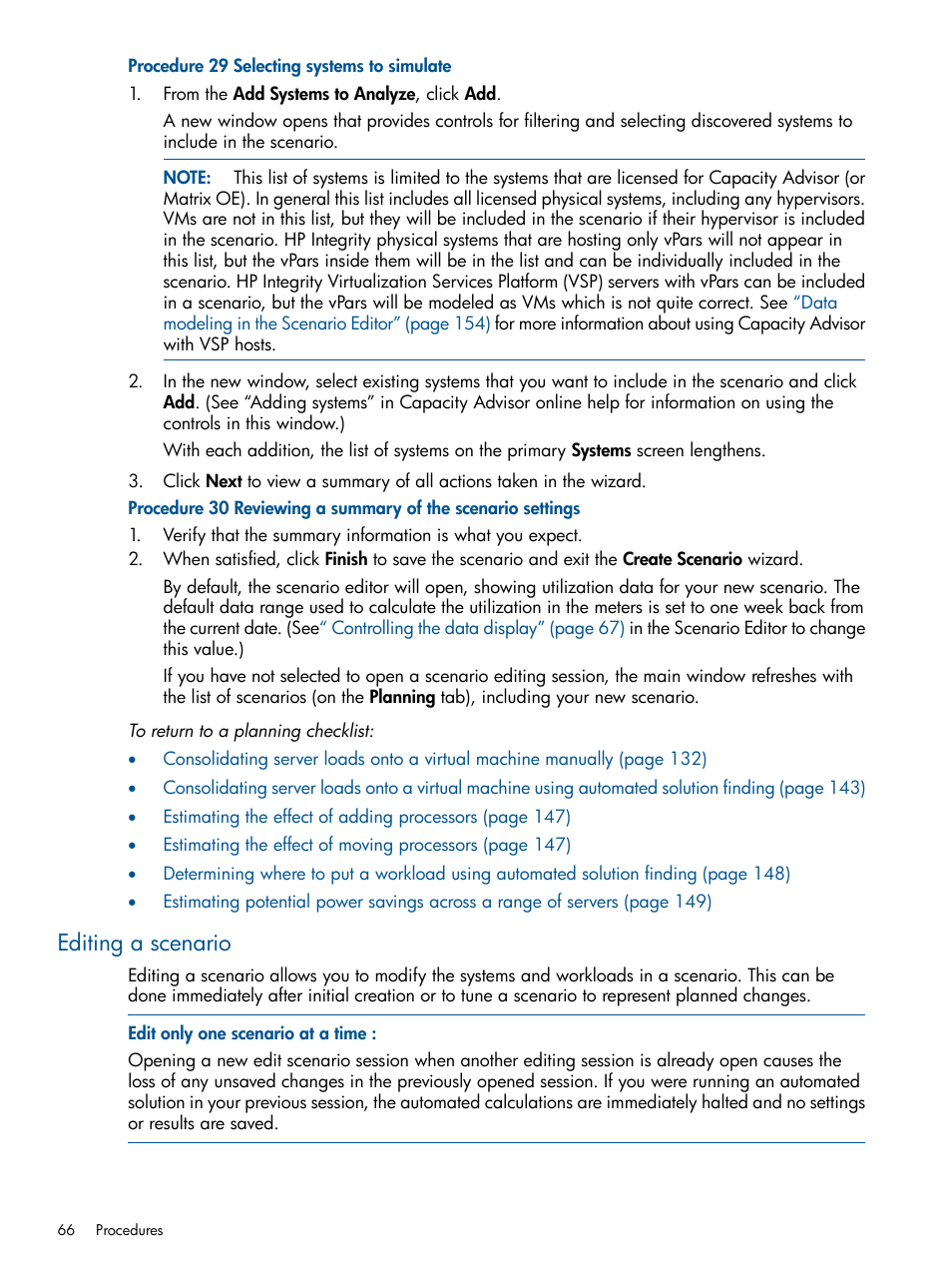 Editing a scenario | HP Matrix Operating Environment Software User Manual | Page 66 / 239