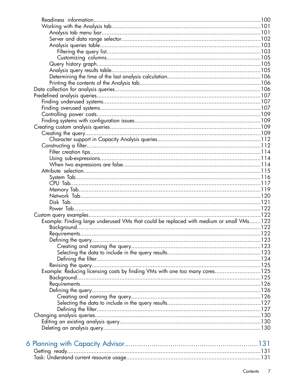 6 planning with capacity advisor | HP Matrix Operating Environment Software User Manual | Page 7 / 239