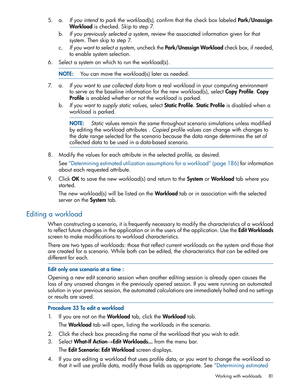 Editing a workload | HP Matrix Operating Environment Software User Manual | Page 81 / 239