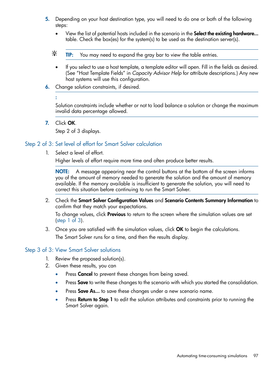 Step 3 of 3: view smart solver solutions | HP Matrix Operating Environment Software User Manual | Page 97 / 239