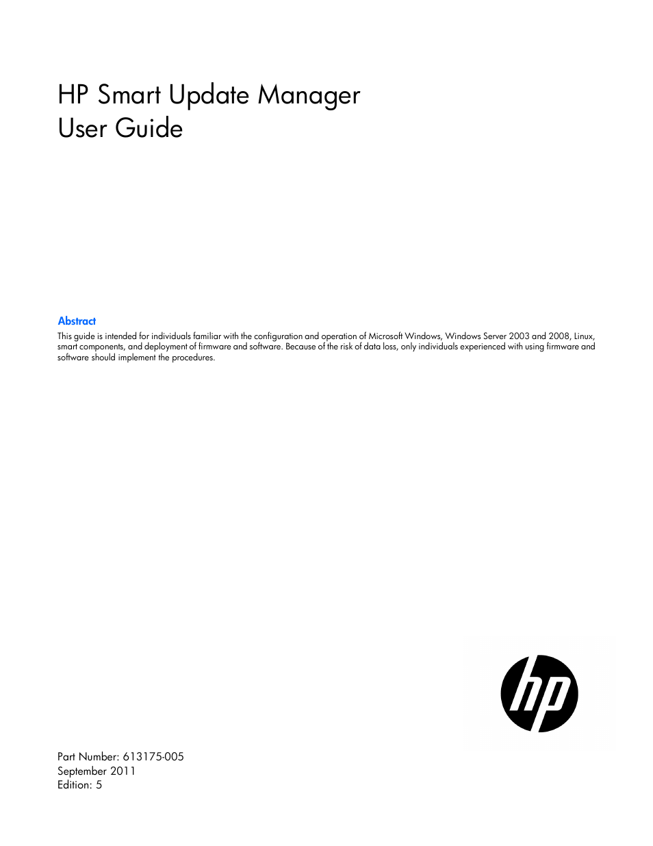 HP Smart Update Manager (User Guide) User Manual | 82 pages