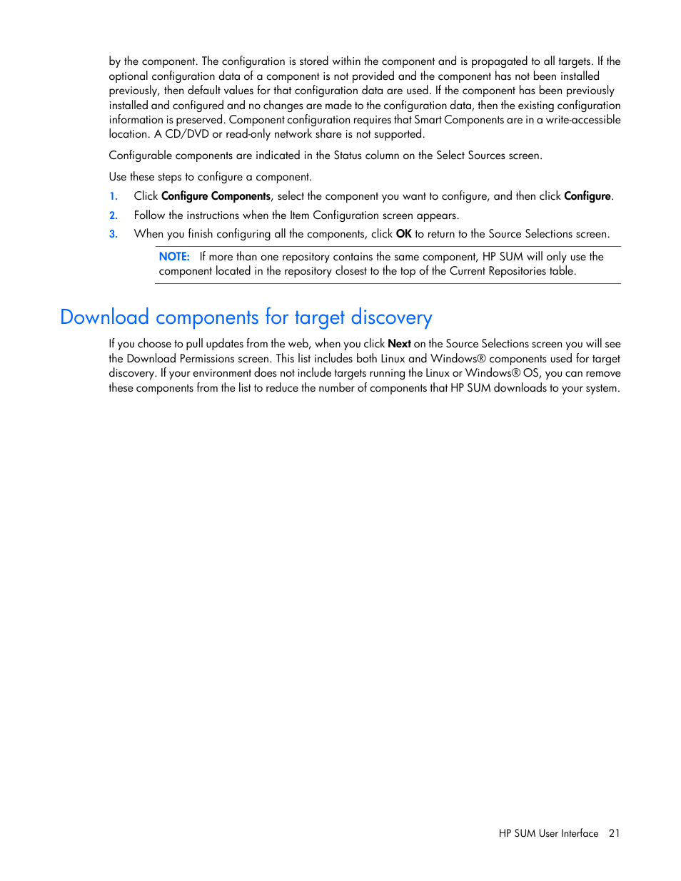 Download components for target discovery | HP Smart Update Manager (User Guide) User Manual | Page 21 / 82