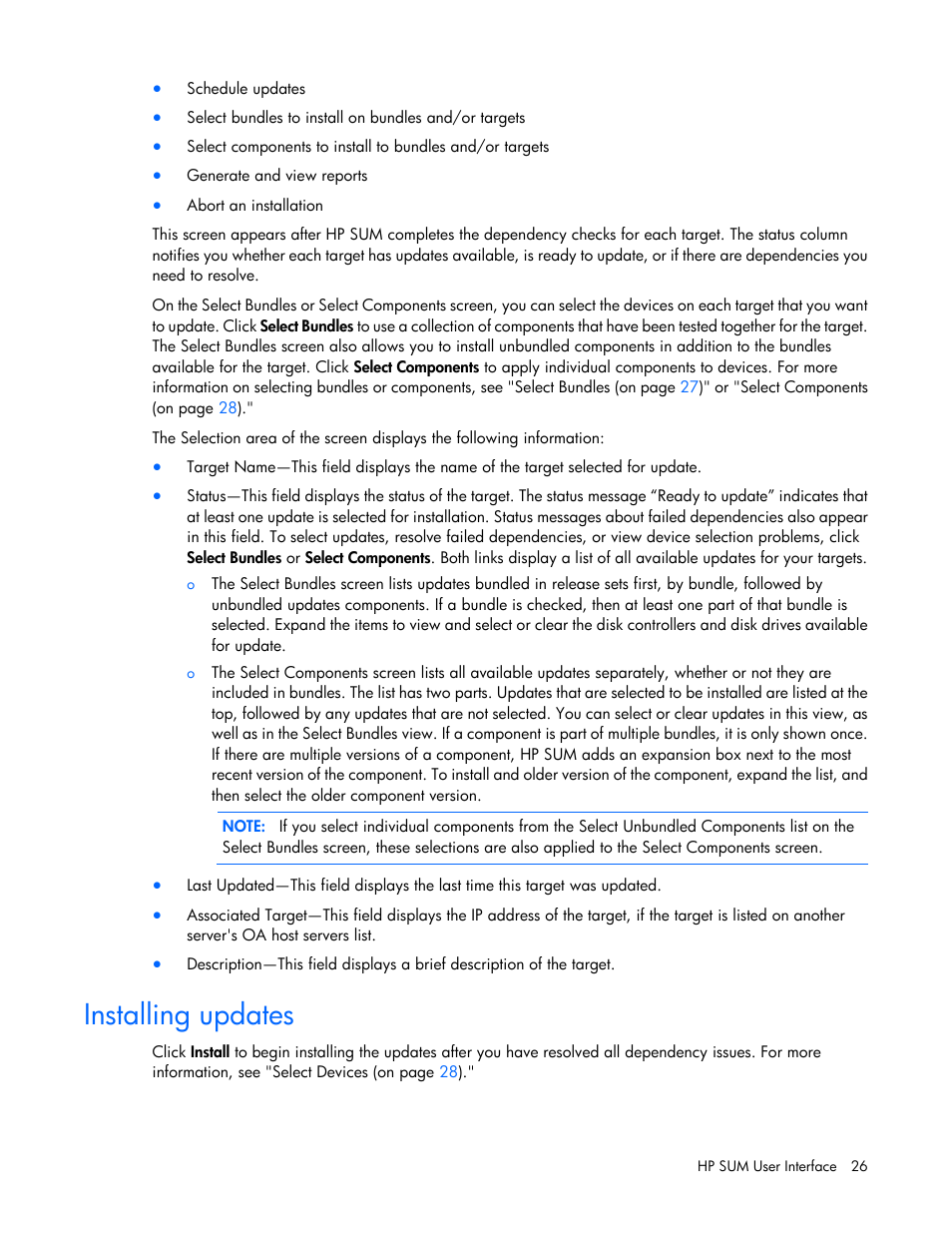 Installing updates | HP Smart Update Manager (User Guide) User Manual | Page 26 / 82