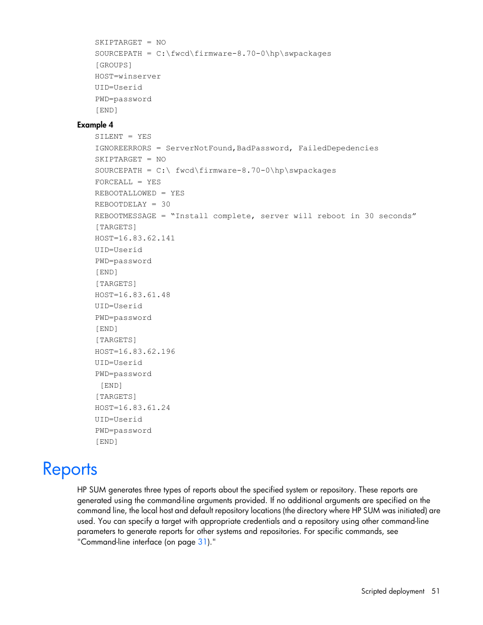 Reports | HP Smart Update Manager (User Guide) User Manual | Page 51 / 82