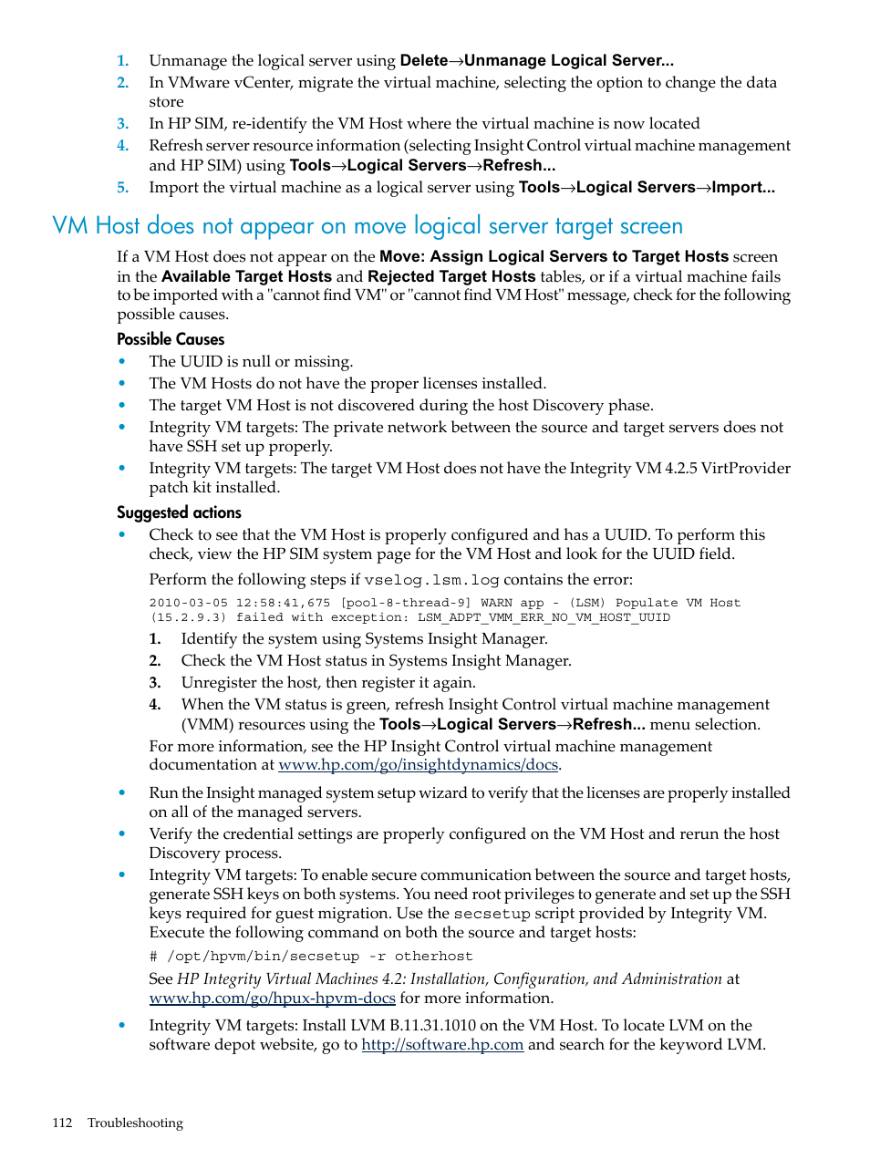 HP Matrix Operating Environment Software User Manual | Page 112 / 132