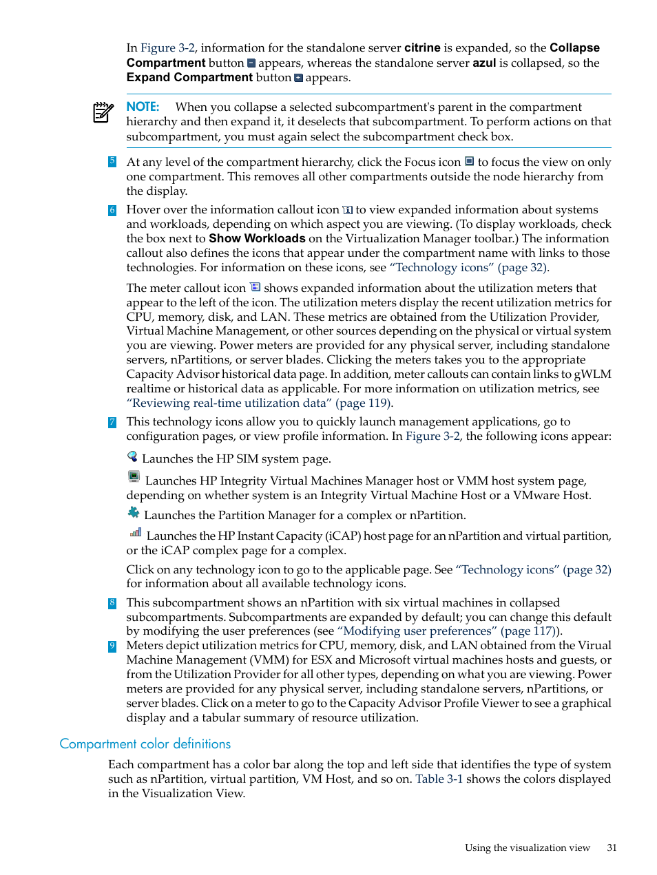Compartment color definitions | HP Matrix Operating Environment Software User Manual | Page 31 / 132
