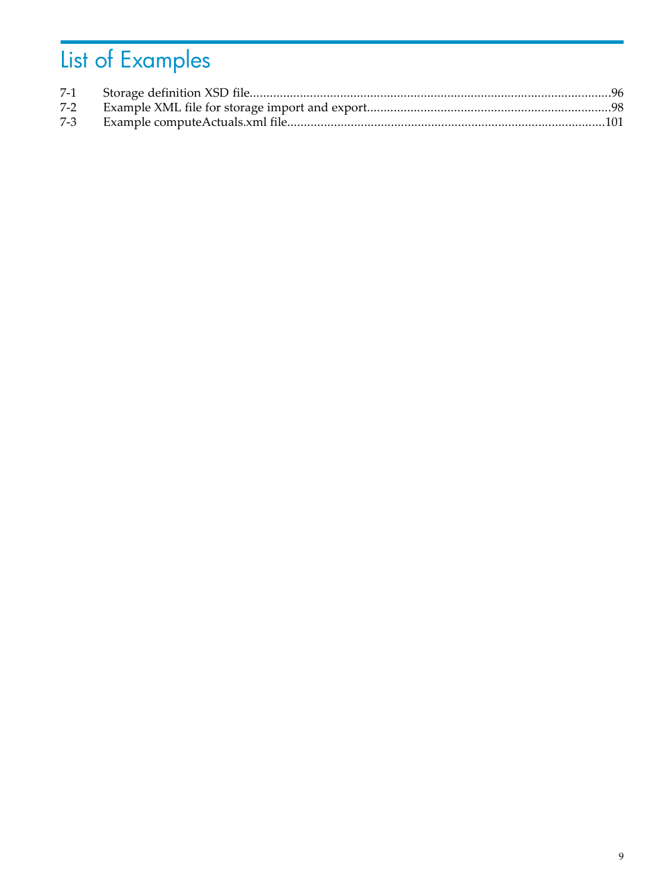 List of examples | HP Matrix Operating Environment Software User Manual | Page 9 / 132