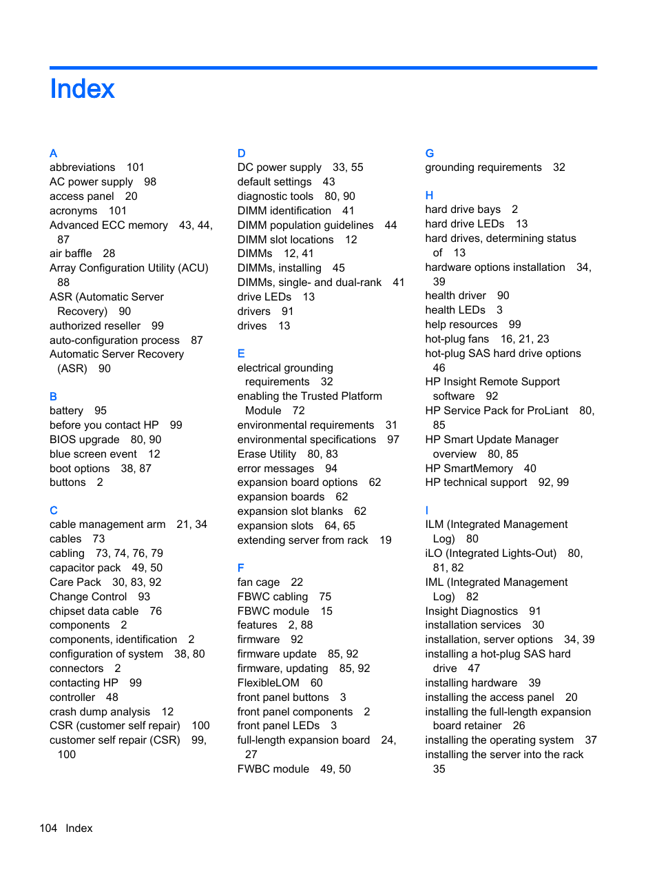 Index | HP DL380z Gen8 Virtual Workstation User Manual | Page 110 / 111