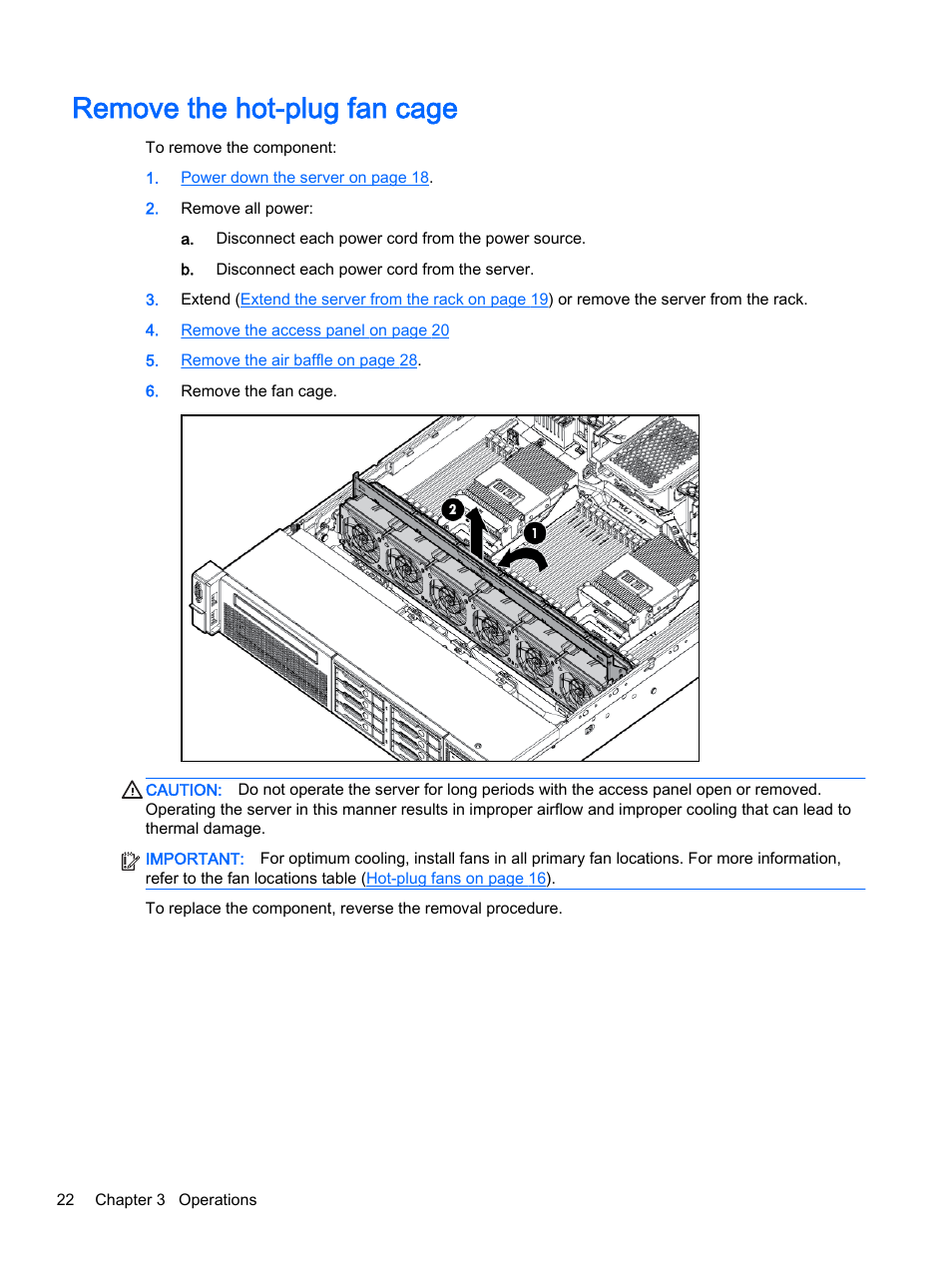 Remove the hot-plug fan cage | HP DL380z Gen8 Virtual Workstation User Manual | Page 28 / 111