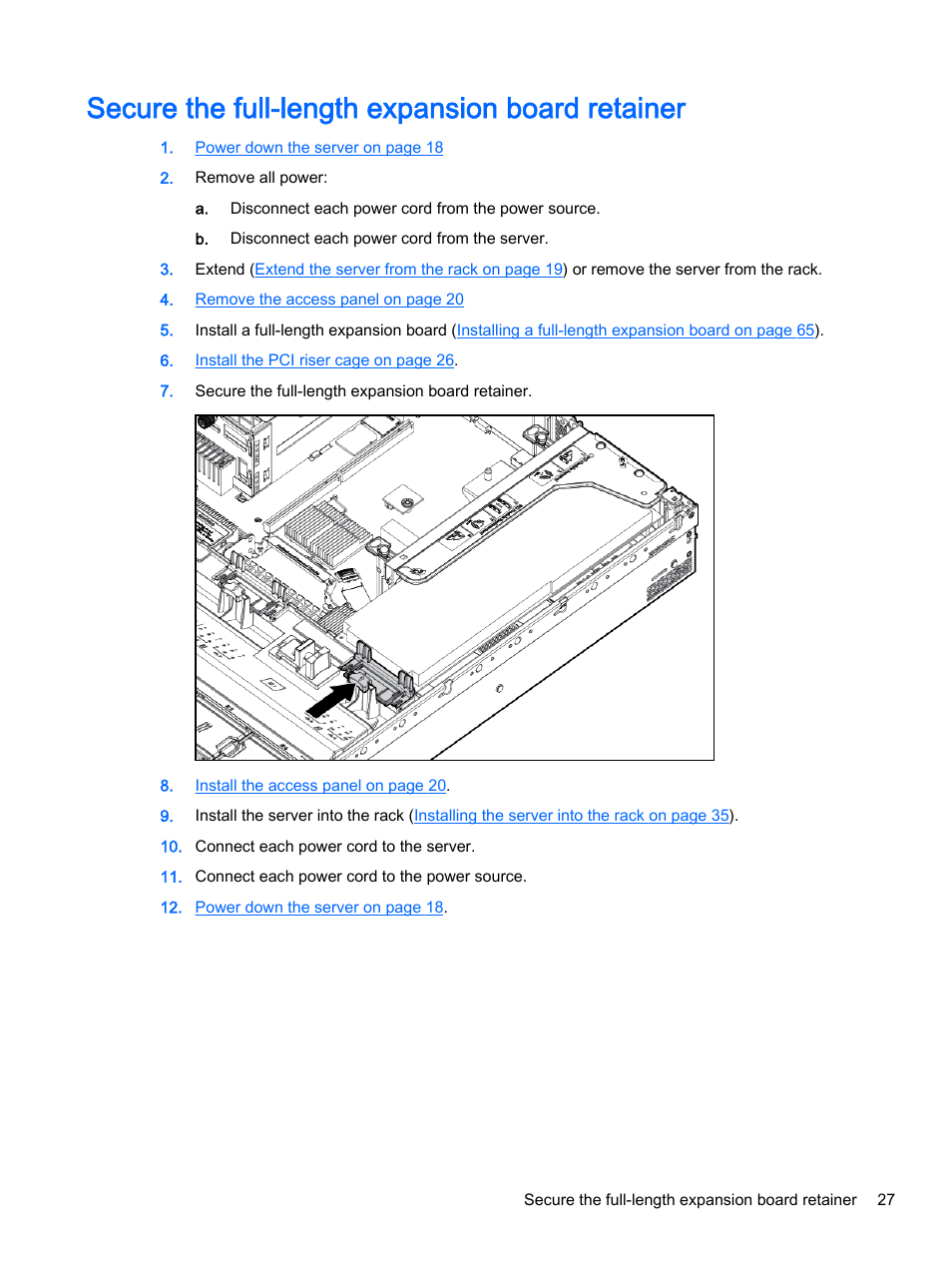 Secure the full-length expansion board retainer | HP DL380z Gen8 Virtual Workstation User Manual | Page 33 / 111