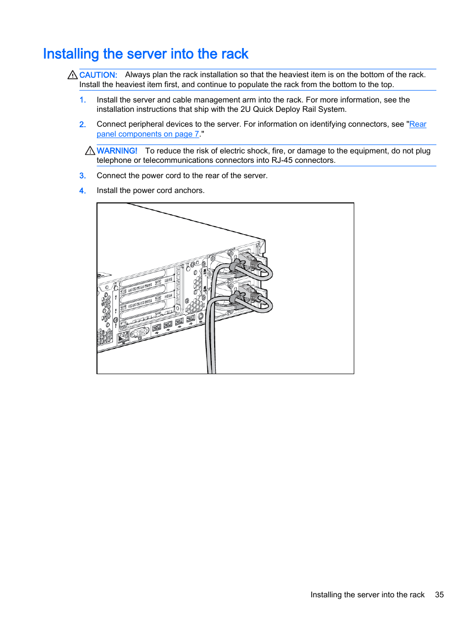 Installing the server into the rack | HP DL380z Gen8 Virtual Workstation User Manual | Page 41 / 111