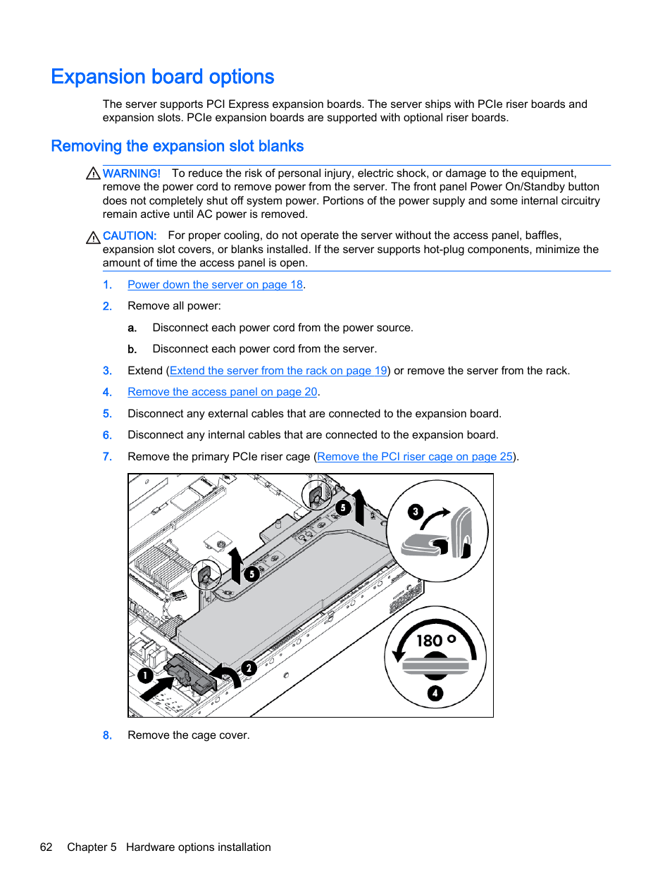 Expansion board options, Removing the expansion slot blanks | HP DL380z Gen8 Virtual Workstation User Manual | Page 68 / 111