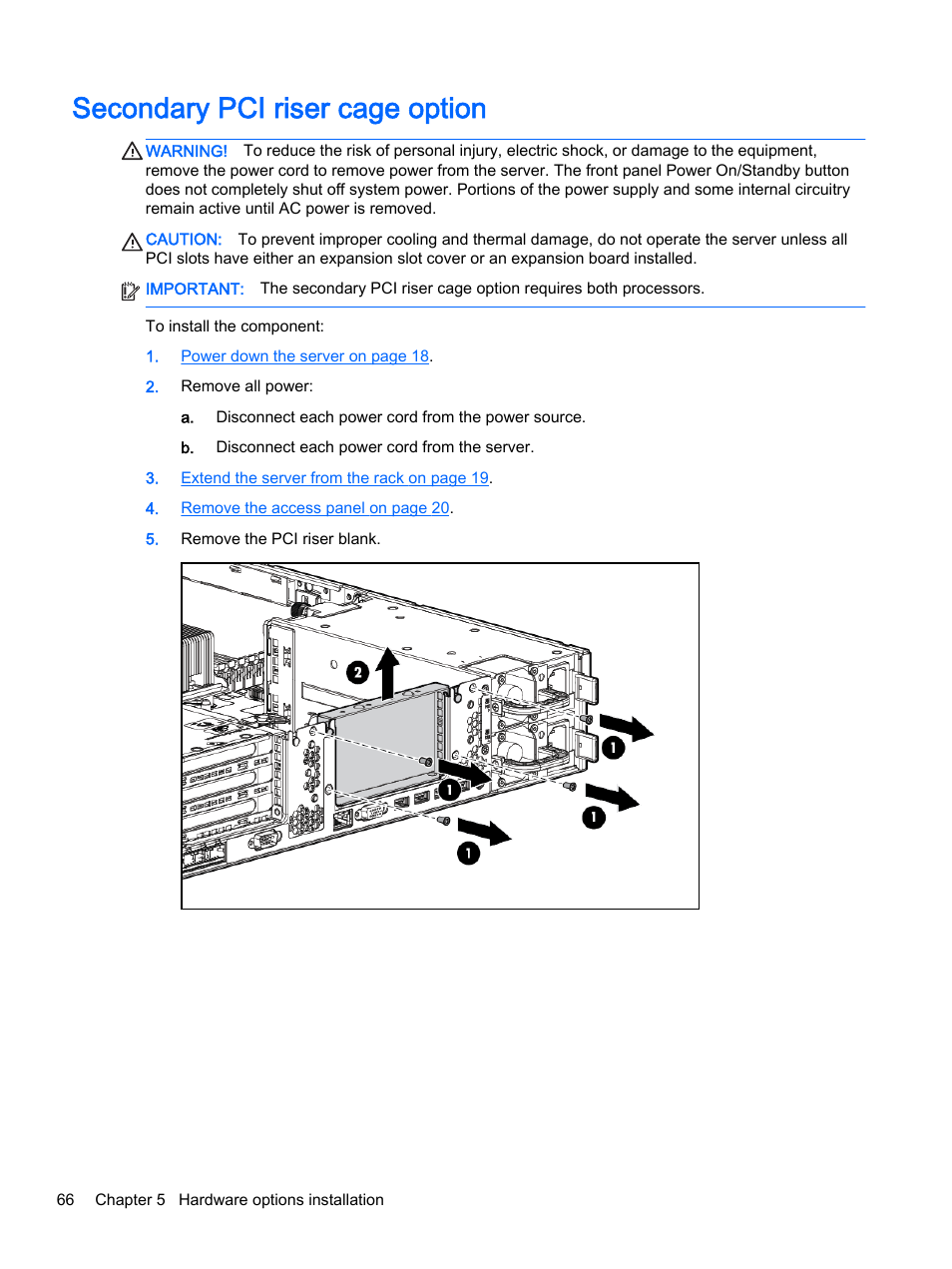 Secondary pci riser cage option | HP DL380z Gen8 Virtual Workstation User Manual | Page 72 / 111