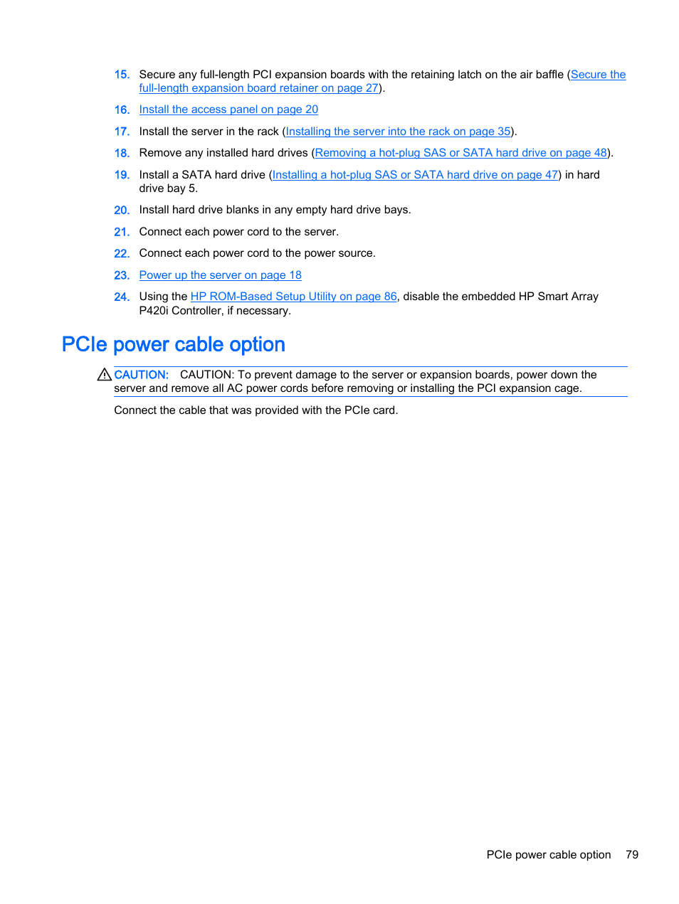 Pcie power cable option | HP DL380z Gen8 Virtual Workstation User Manual | Page 85 / 111