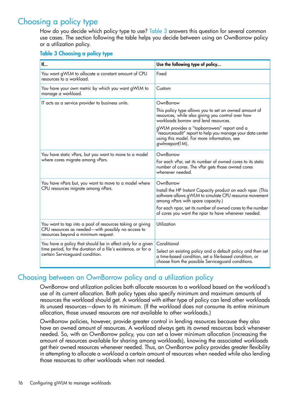 Choosing a policy type | HP Matrix Operating Environment Software User Manual | Page 16 / 70