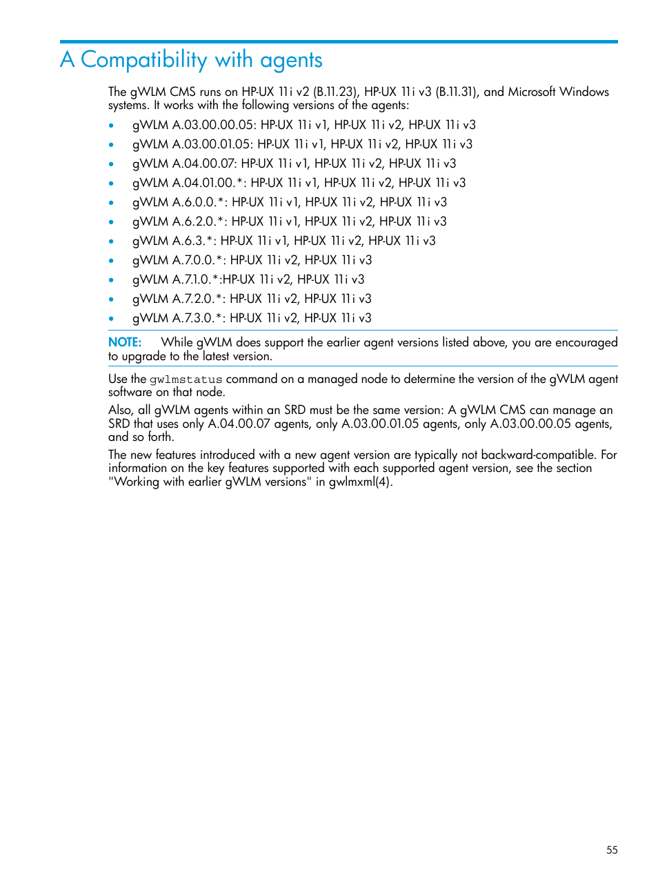 A compatibility with agents | HP Matrix Operating Environment Software User Manual | Page 55 / 70