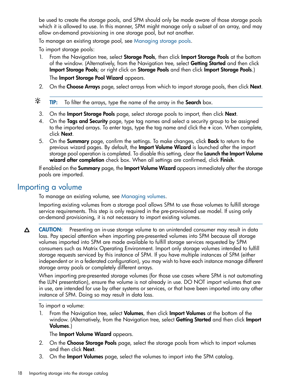 Importing a volume | HP Matrix Operating Environment Software User Manual | Page 18 / 95