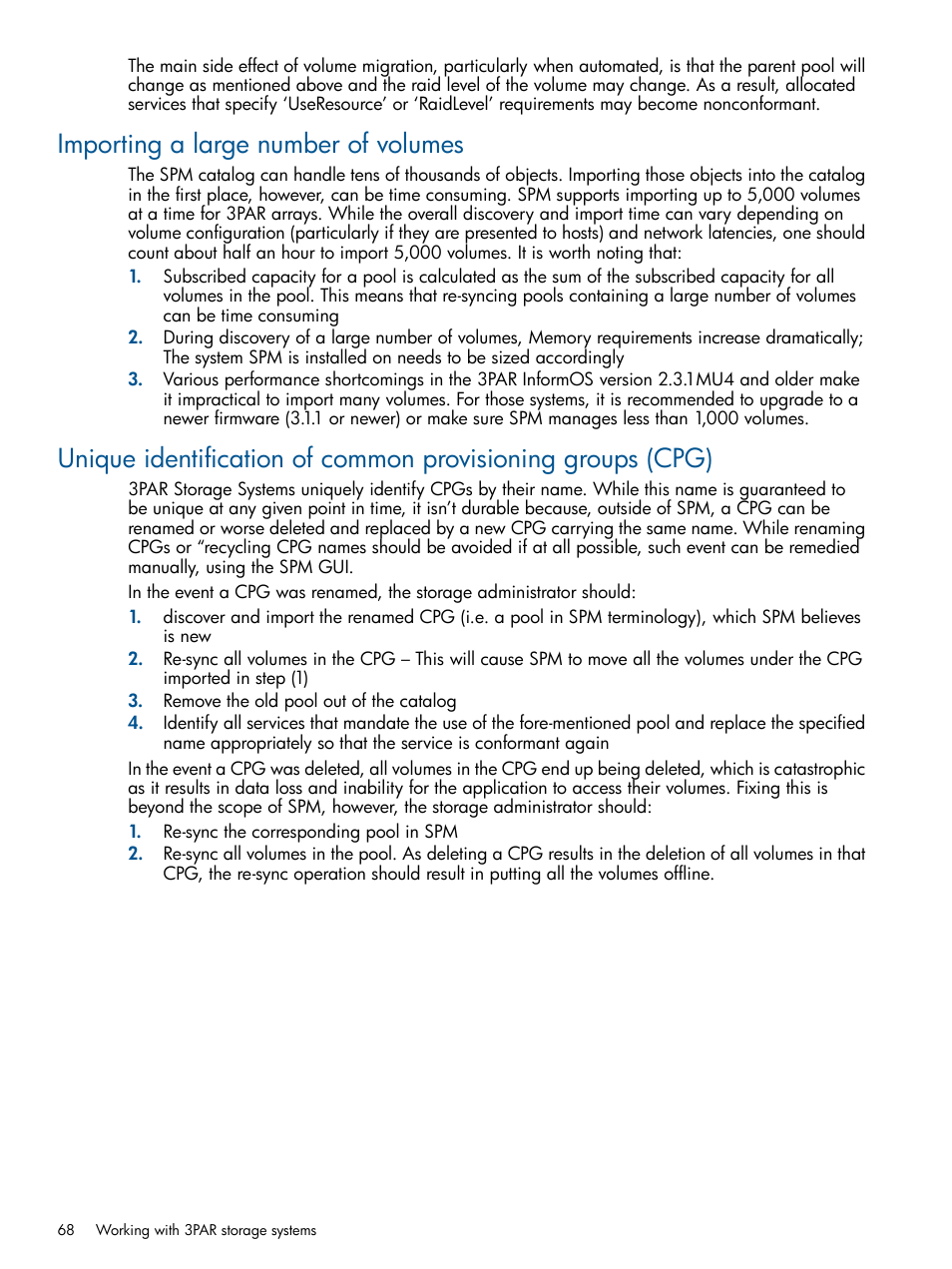 Importing a large number of volumes | HP Matrix Operating Environment Software User Manual | Page 68 / 95
