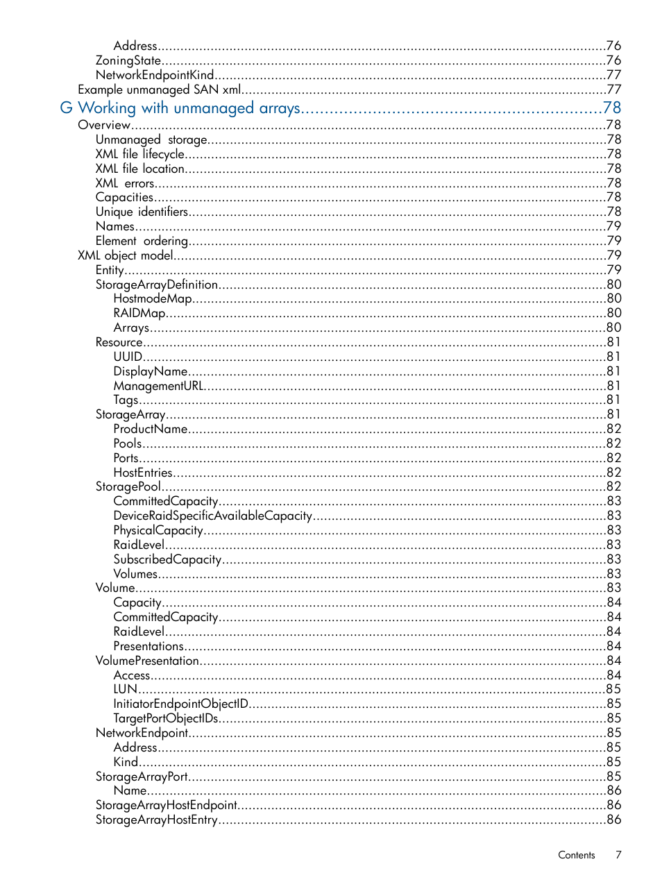 G working with unmanaged arrays | HP Matrix Operating Environment Software User Manual | Page 7 / 95