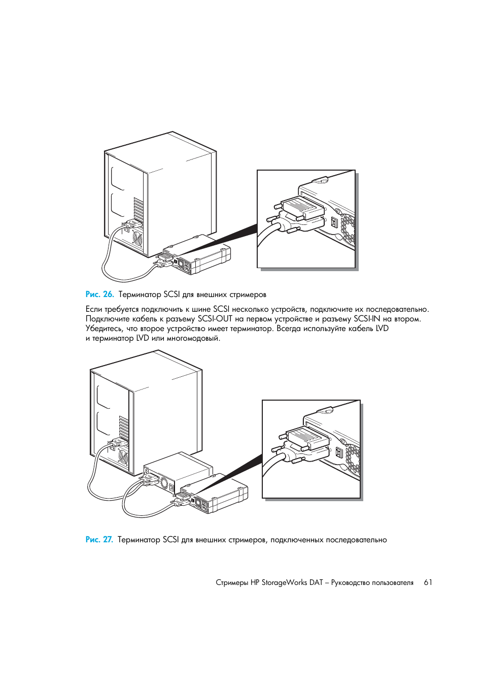 Рис. 26. терминатор scsi для внешних стримеров | HP Лент-е накопители HP StoreEver DAT User Manual | Page 61 / 64