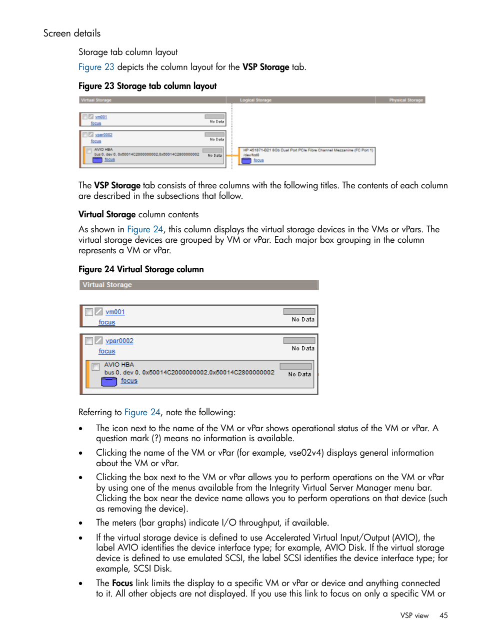 Screen details | HP Matrix Operating Environment Software User Manual | Page 45 / 142