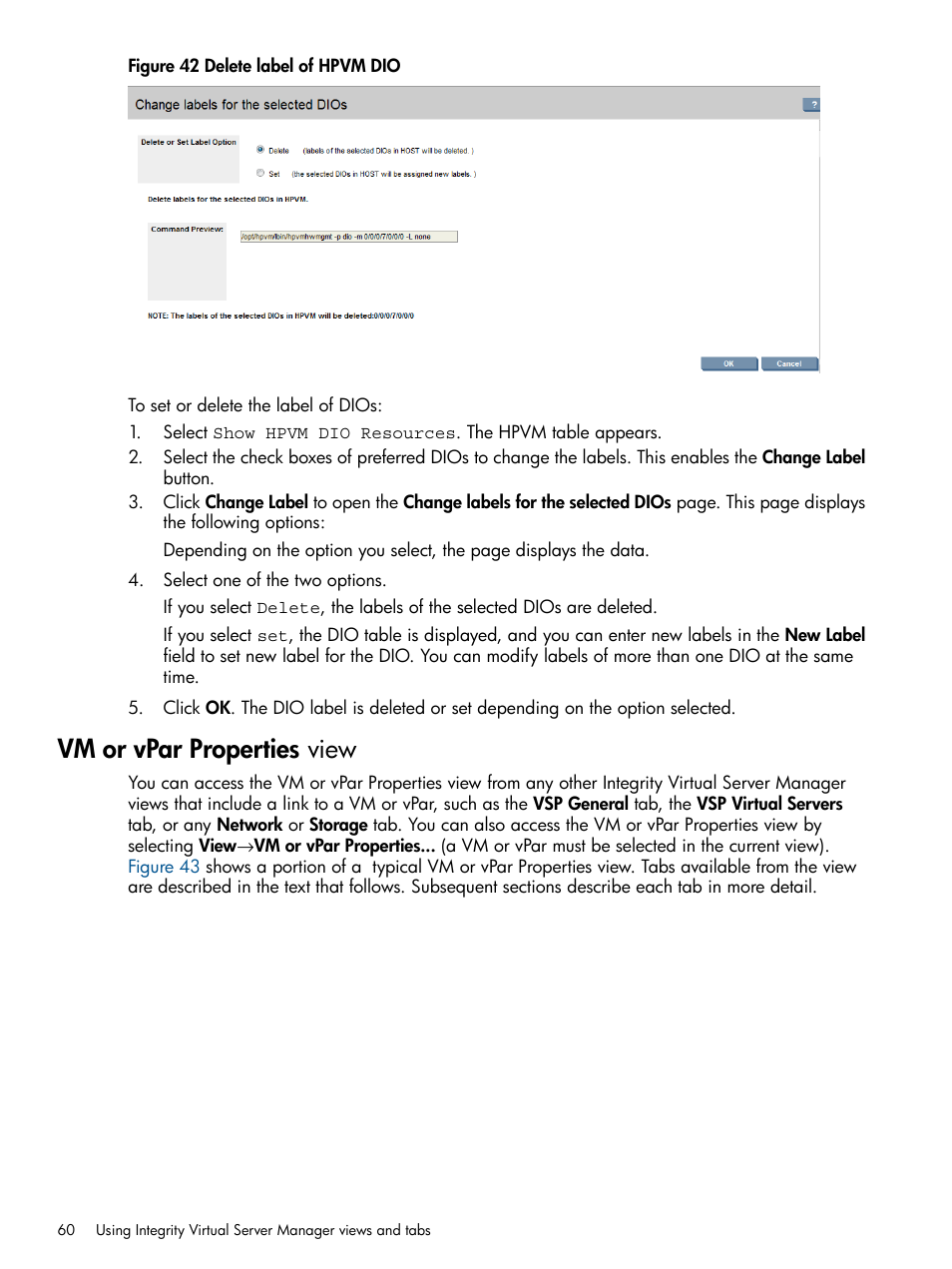 Vm or vpar properties view | HP Matrix Operating Environment Software User Manual | Page 60 / 142