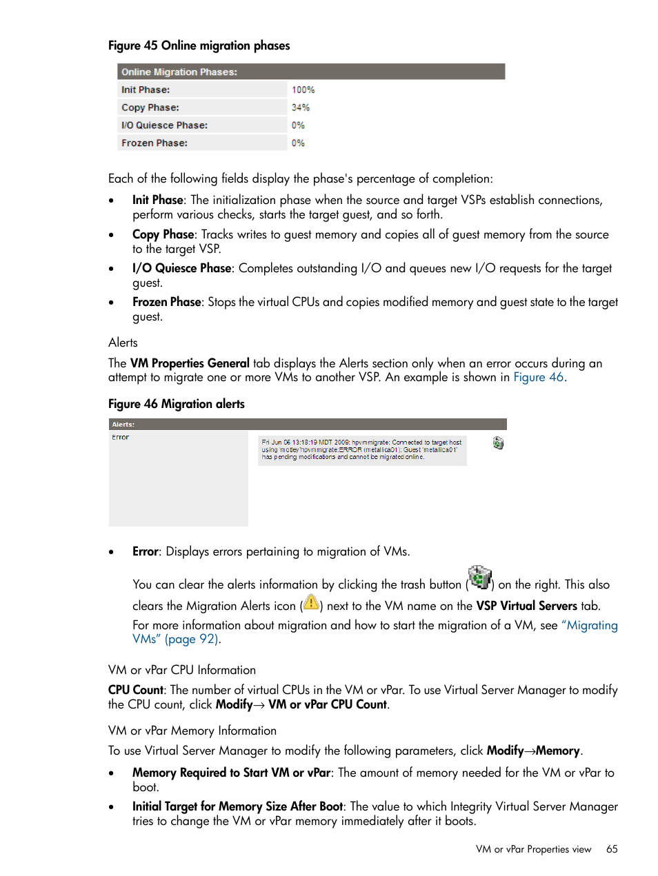 Alerts | HP Matrix Operating Environment Software User Manual | Page 65 / 142