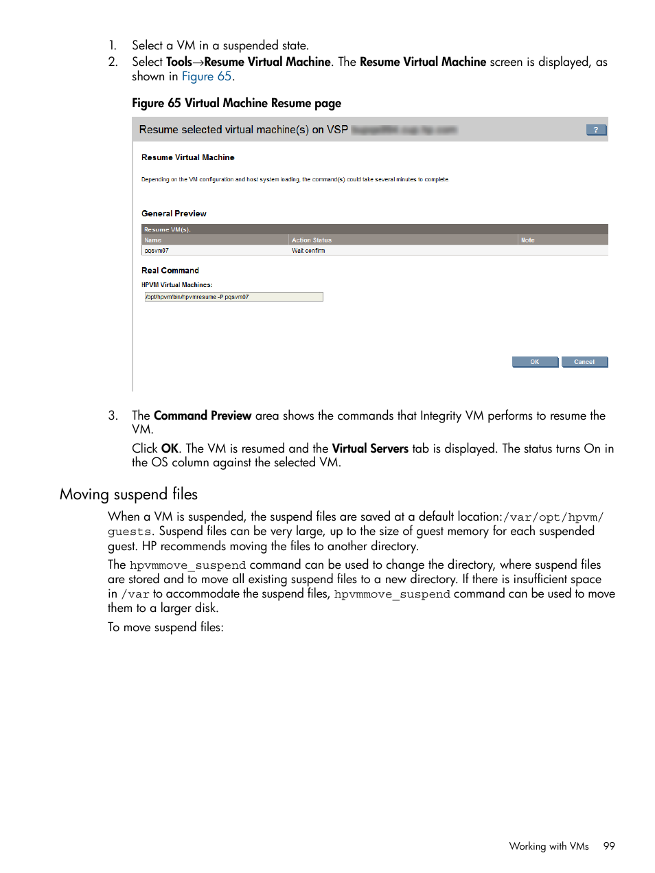 Moving suspend files | HP Matrix Operating Environment Software User Manual | Page 99 / 142