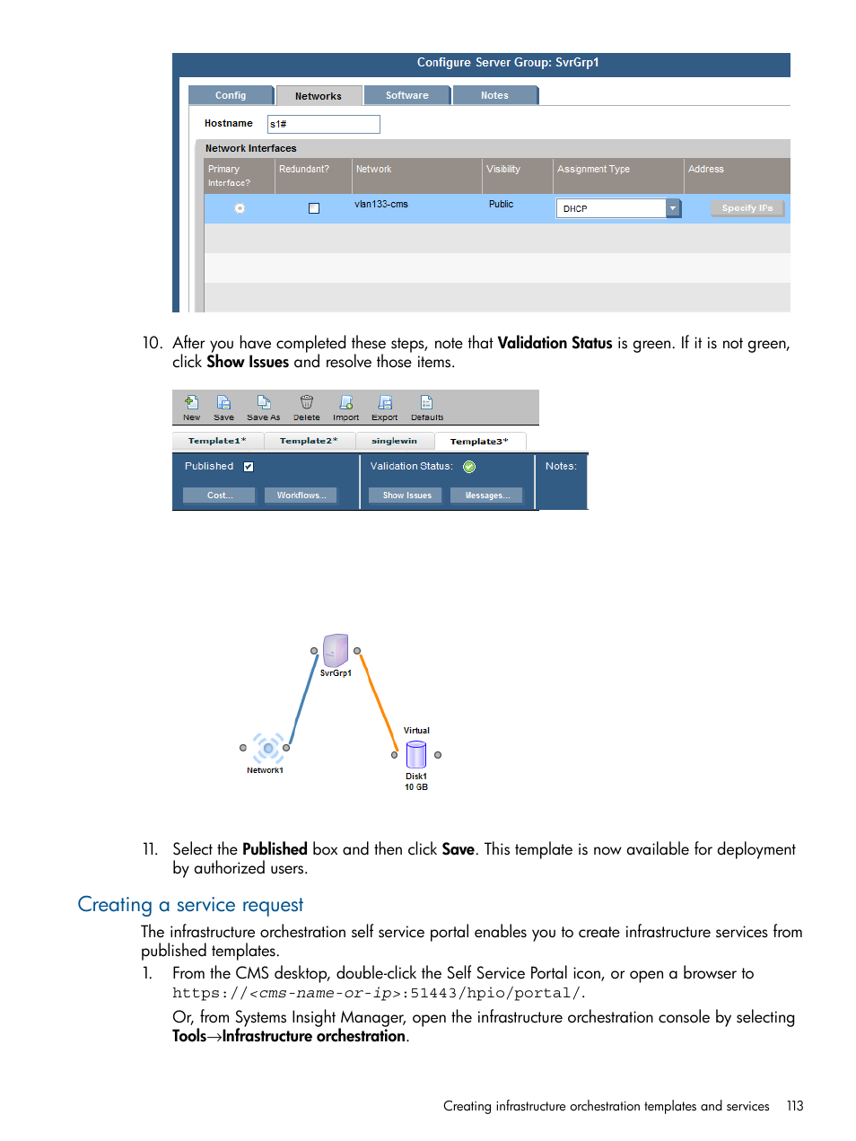 Creating a service request | HP Matrix Operating Environment Software User Manual | Page 113 / 209