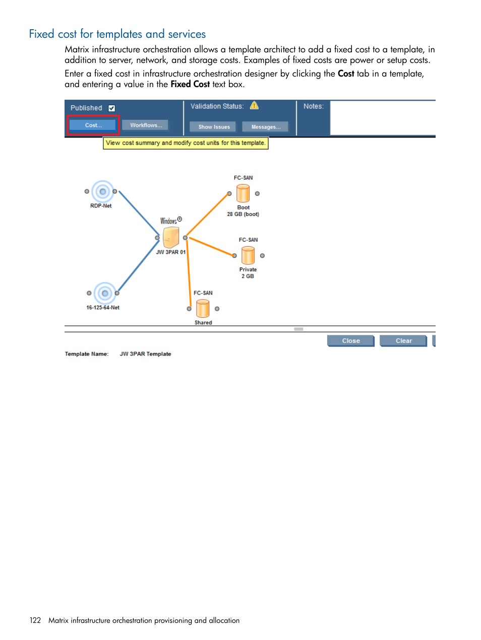Fixed cost for templates and services | HP Matrix Operating Environment Software User Manual | Page 122 / 209