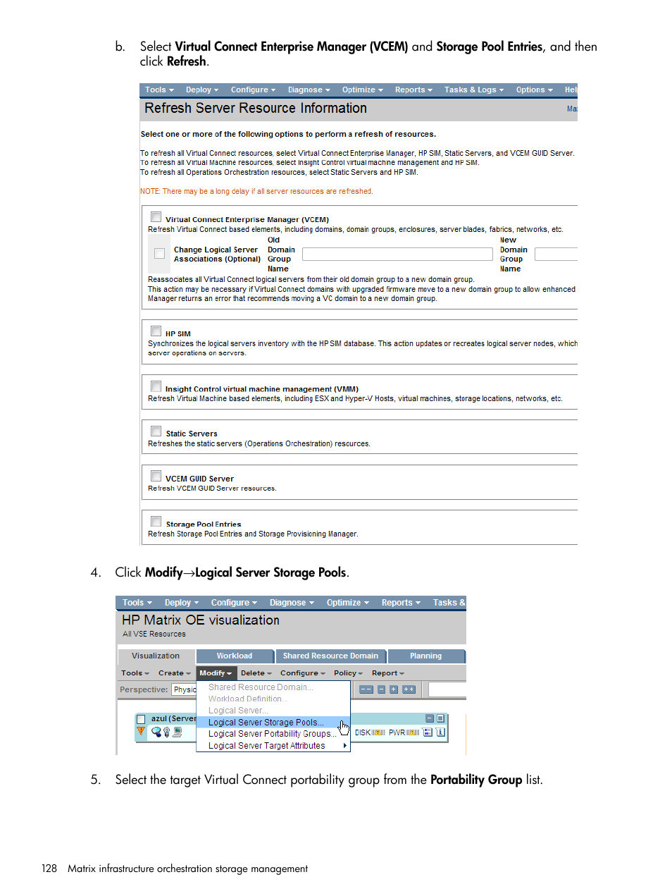 HP Matrix Operating Environment Software User Manual | Page 128 / 209