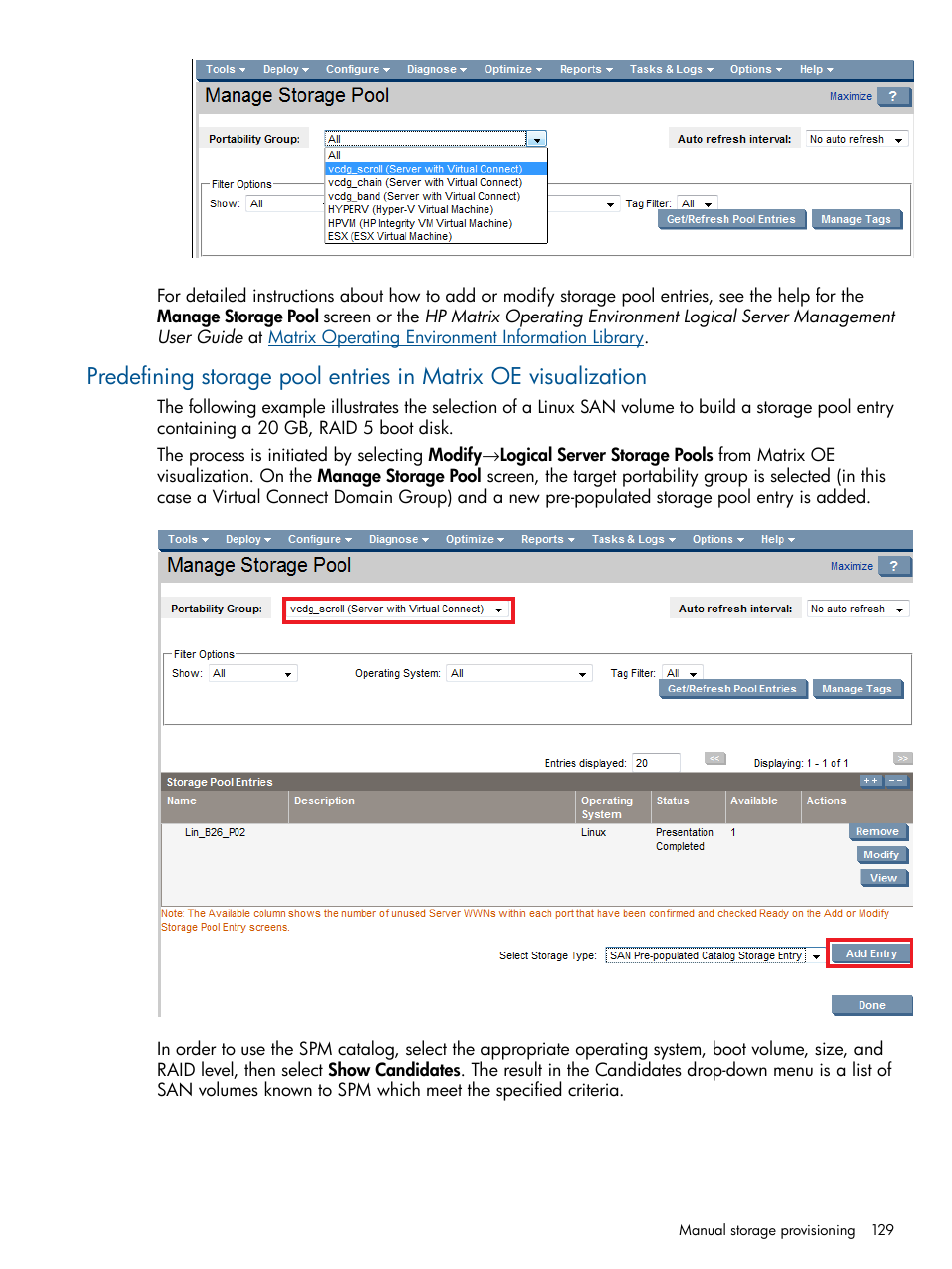 HP Matrix Operating Environment Software User Manual | Page 129 / 209