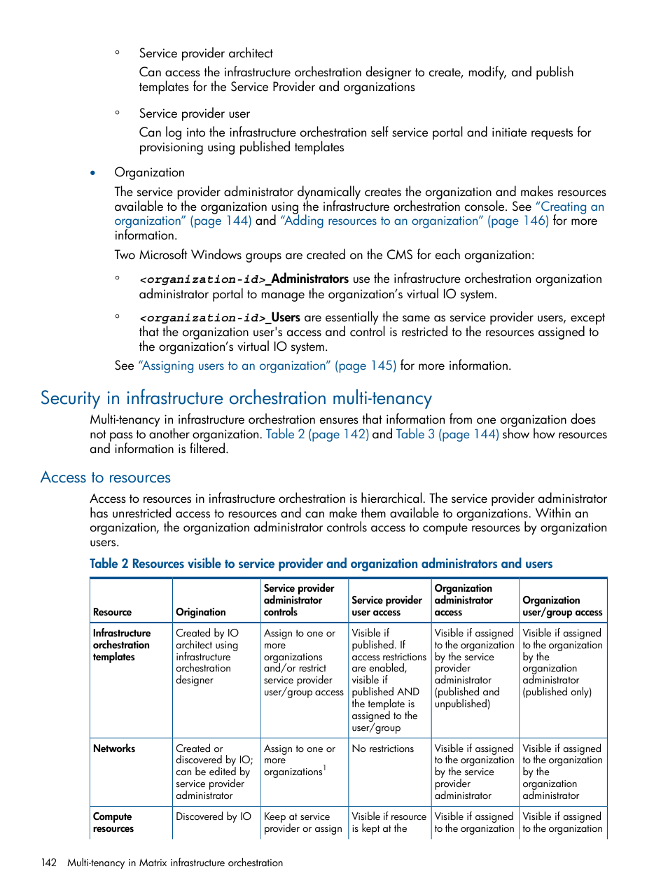 Access to resources | HP Matrix Operating Environment Software User Manual | Page 142 / 209