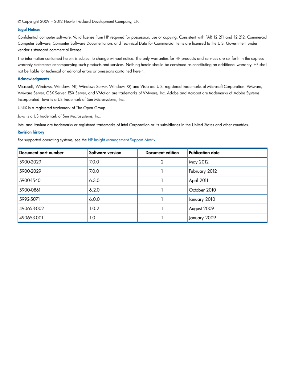 HP Matrix Operating Environment Software User Manual | Page 2 / 209