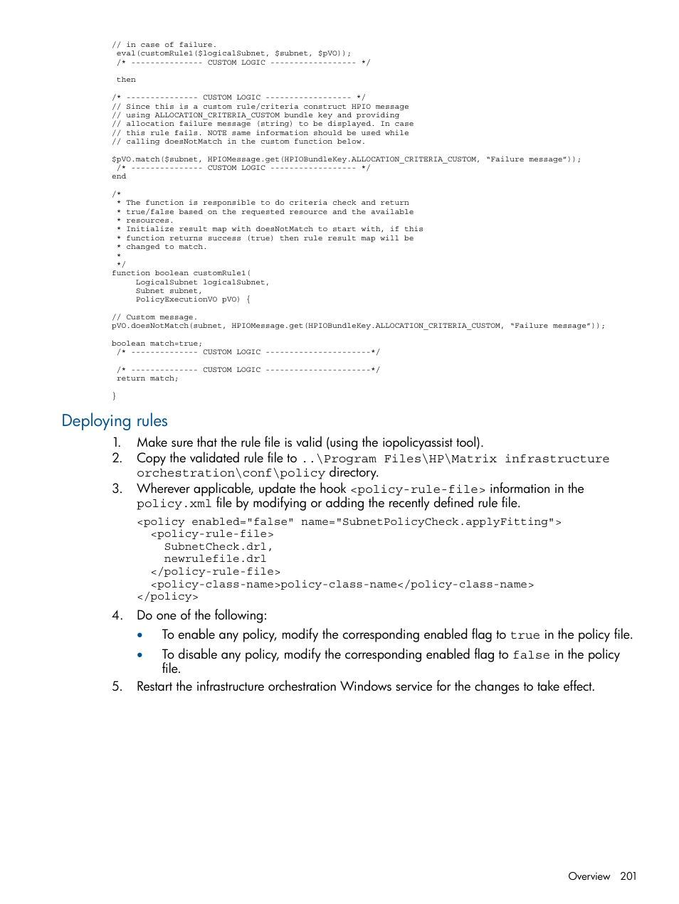 Deploying rules | HP Matrix Operating Environment Software User Manual | Page 201 / 209