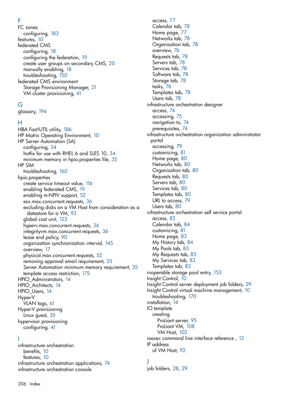 HP Matrix Operating Environment Software User Manual | Page 206 / 209