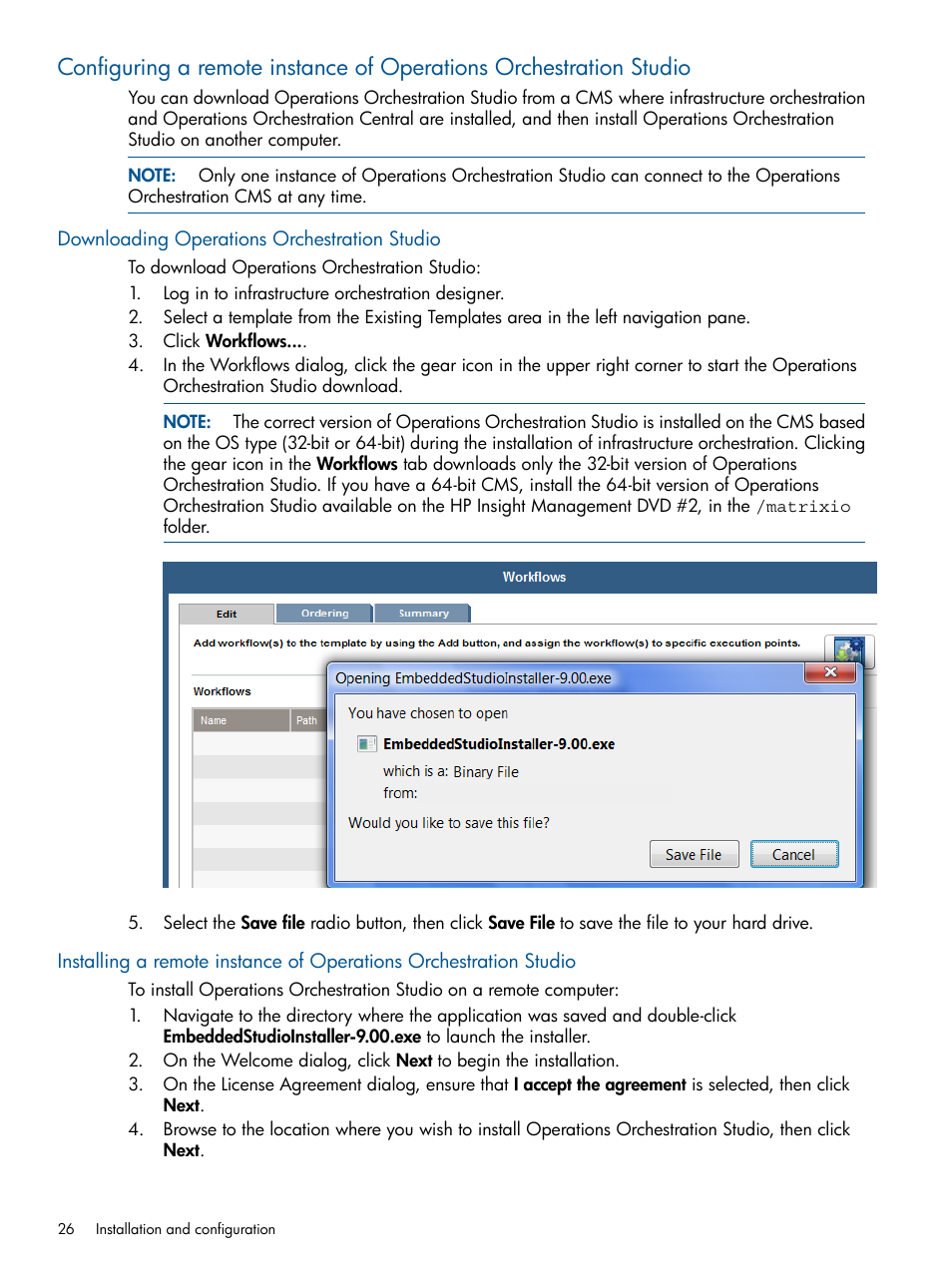 Downloading operations orchestration studio | HP Matrix Operating Environment Software User Manual | Page 26 / 209