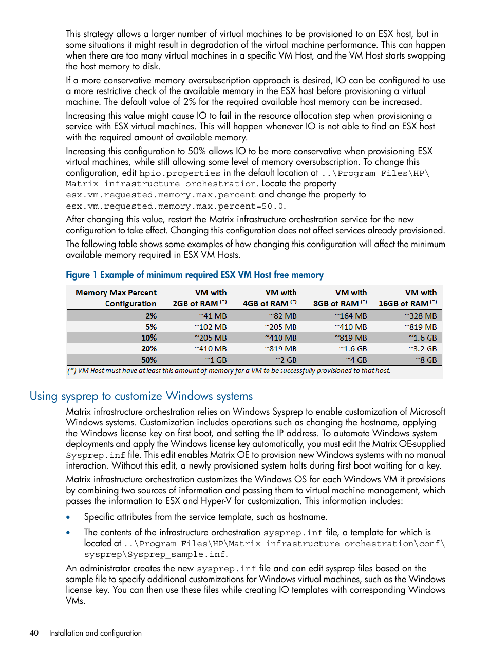 Using sysprep to customize windows systems | HP Matrix Operating Environment Software User Manual | Page 40 / 209
