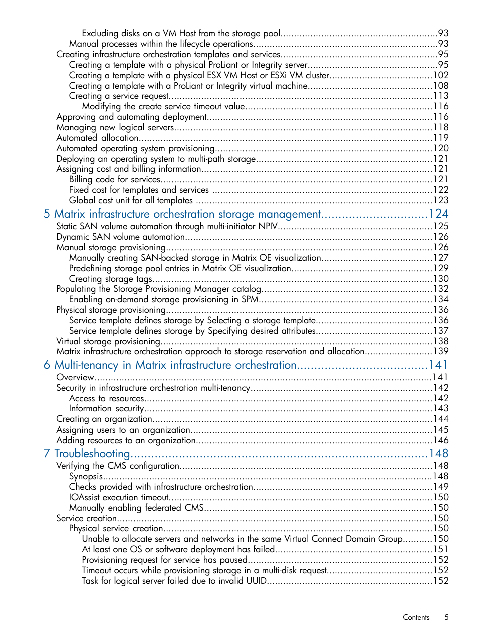7 troubleshooting | HP Matrix Operating Environment Software User Manual | Page 5 / 209