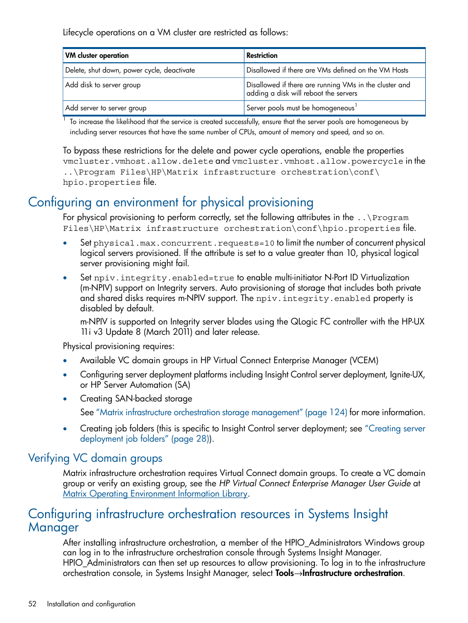 Verifying vc domain groups | HP Matrix Operating Environment Software User Manual | Page 52 / 209