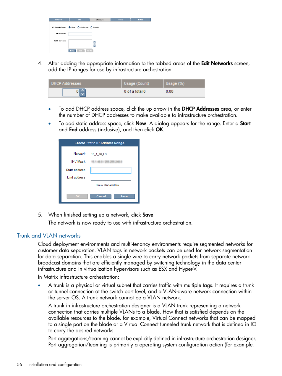 Trunk and vlan networks | HP Matrix Operating Environment Software User Manual | Page 56 / 209